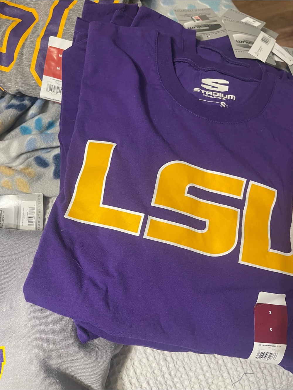 Stadium Athletics Purple LSU Short Sleeve Tee with Gold Lettering